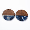 Transparent Resin & Walnut Wood Pendants RESI-T035-35C-2