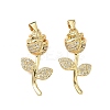 Brass Micro Pave Clear Cubic Zirconia Pendants KK-F930-12G-1