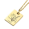 Birthday Flower 304 Stainless Steel Pendant Nacklaces For Women STAS-S124-03G-02-1