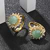 Sunflower Natural Green Aventurine Finger Rings RJEW-B113-03G-03-1