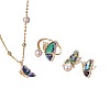 Brass Cubic Zirconia & Abalone Shell & Imitation Pearl Jewelry Set FS-WG1B634-01-5