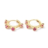 Brass Inlaid Cubic Zirconia Hoop Earrings ZIRC-P090-17G-B-2