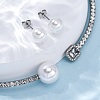 Round Plastic Imitation Pearl Stud Earrings & Rectangle Cubic Zirconia Rhinestone Cuff Choker Necklaces Sets SJEW-U003-06P-3