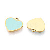 304 Stainless Steel & Enamel Heart Pendants STAS-T073-21G-2