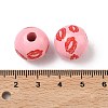 Valentine's Day Spray Painted & Printed Wood European Beads WOOD-L023-03M-3