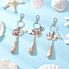 3Pcs Opaque Acrylic Imitation Shell & Synthetic Turquoise Keychain KEYC-JKC01337-1
