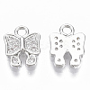 Brass Micro Pave Clear Cubic Zirconia Charms KK-R126-003P-NF-1