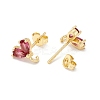 Rack Plating Brass Cubic Zirconia Stud Earrings Findings MAK-I684-10G-05-RS-2