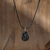 Dandelion Seed in Teardrop Resin Wish Pendant Black Cord Necklaces for Women WGE62B3-06-1
