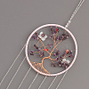 Brass Wire Wrapped Natural Amethyst Chips Tree of Life Pendant Decorations HJEW-D302-01-3