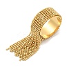Round Ball Tassel 304 Stainless Steel Cuff Rings for Women LS-RJEW-U039-03G-4