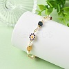 Brass Enamel Flower Link Chain Bracelets for Women BJEW-JB14164-2
