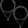 2 Sets 2 Colors Alloy Crystal Rhinestone Star Link Chain Necklace Sets NJEW-SC0001-54-1
