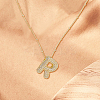 1Pc Brass Micro Pave Cubic Zirconia Letter Pendant Necklaces NJEW-LP0001-43R-G-4