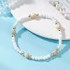 Natural Fossil & Glass Round Beaded Stretch Bracelets for Women BJEW-JB13308-01-1