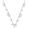 304 Stainless Steel Cubic Zirconia Teardrop & Flat Round Bib Ball Chain Necklaces for Women NJEW-F328-11P-01-1
