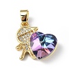 Real 18K Gold Plated Rack Plating Brass Micro Pave Clear Cubic Zirconia Pendants KK-C015-21G-05-1