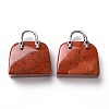 Natural Red Jasper Brass Pendants KK-E274-01P-019-2