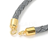 Leather Braided Cord Link Bracelets MAK-K022-01G-02-2