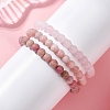 3Pcs Natural Rhodochrosite & Rose Quartz & Pink Opal Round Beads Stretch Bracelets for Women BJEW-JB12836-2