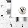 925 Sterling Silver Flat Round with Letter Beads STER-G044-01AS-V-3