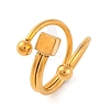 Ion Plating(IP) 304 Stainless Steel Square Round Cuff Open Finger Rings for Women RJEW-S414-07B-G-1