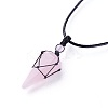 Natural Rose Quartz Pendants Necklaces NJEW-E140-A06-2