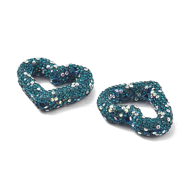 Heart Shape Polymer Clay Rhinestone Beads CLAY-NH0001-09B-01-1