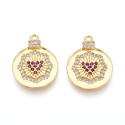 Brass Micro Pave Cubic Zirconia Pendants KK-N265-32G-1