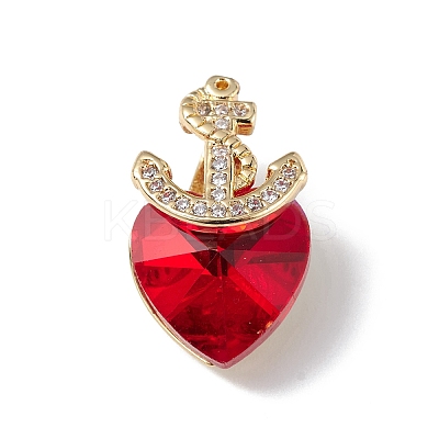 Real 18K Gold Plated Rack Plating Brass Micro Pave Clear Cubic Zirconia Pendants KK-C015-07G-11-1