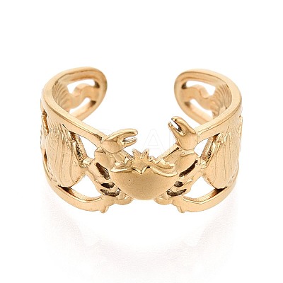 Ion Plating(IP) 304 Stainless Steel Cuff Open Rings for Women RJEW-N052-17G-1