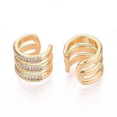 Brass Micro Pave Clear Cubic Zirconia Cuff Earrings EJEW-T047-85G-1