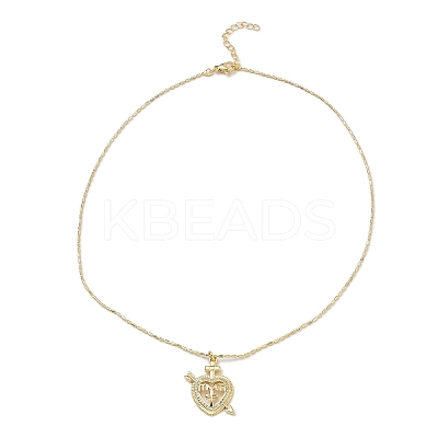 Golden Plated Brass Micro Pave Clear Cubic Zirconia Pendant Necklaces NJEW-L178-01G-04-1