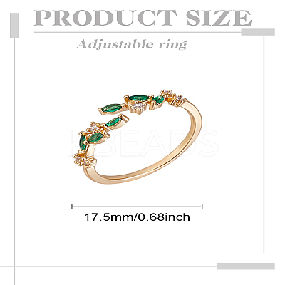 1Pc Brass Micro Pave Cubic Zirconia Cuff Rings for Women RJEW-LP0002-23E-1