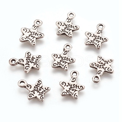 Gift Ideas for Men On Valentines Day Tibetan Style Alloy Star Carved Word Just for You Message Charms X-LF1272Y-NF-1