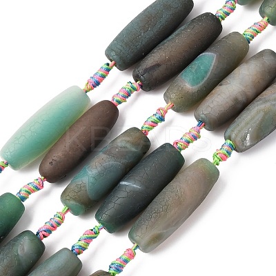Frosted Natural Green Onyx Agate Beads Strands G-P605-M02-01-1
