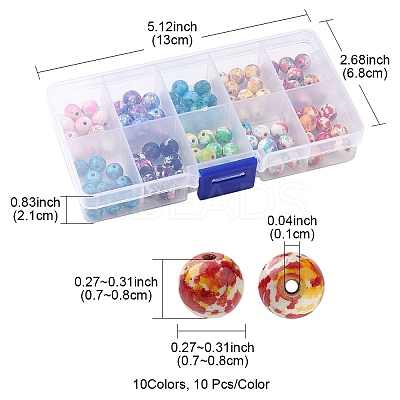 100Pcs 10 Colors Synthetic Turquoise Dyed Beads G-FS0005-71-1