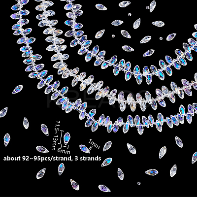 3Strands 3 Styles Electroplate Glass Faceted Teardrop Beads Strands EGLA-GA0001-29-1