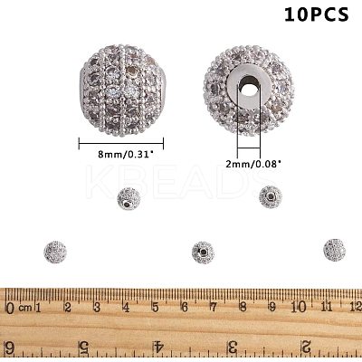 Rack Plating Brass Cubic Zirconia Beads ZIRC-NB0001-05-1