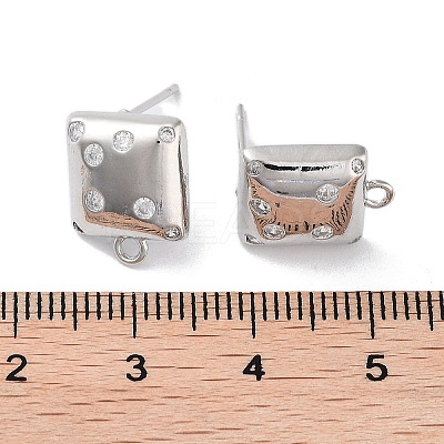 Brass Micro Pave Cubic Zirconia Stud Earring Findings KK-E107-12P-1