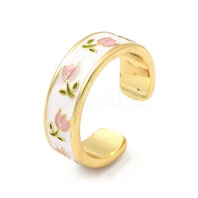 Brass Enamel Cuff Rings RJEW-P166-05G-02-1