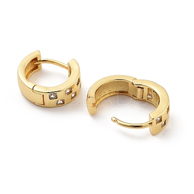 Square Pattern Rack Plating Brass Clear Cubic Zirconia Hoop Earrings for Women EJEW-G409-02G-1