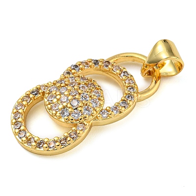 Rack Plating Brass Micro Pave Cubic Zirconia Pendants KK-Z063-43G-1