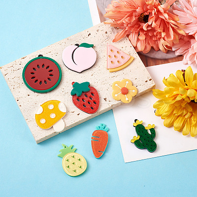 36Pcs 9 Style Cellulose Acetate(Resin) Pendants KY-CD0001-02-1