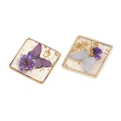Transparent Epoxy Resin & Printed Pendants KK-F074-01A-1