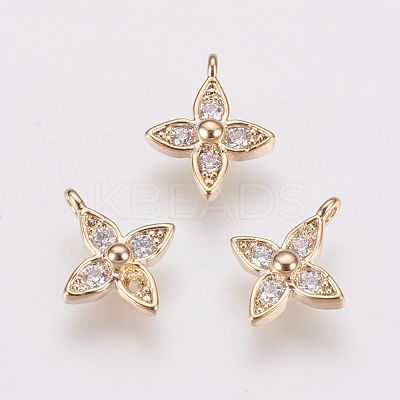 Brass Micro Pave Cubic Zirconia Charms ZIRC-F081-13G-1