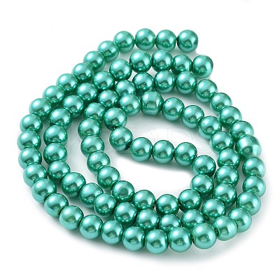 Baking Paint Pearlized Glass Pearl Round Bead Strands X-HY-Q330-8mm-29-1