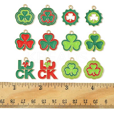 12Pcs 12 Styles Saint Patrick's Day Alloy Enamel Pendants ENAM-FS0001-66-1