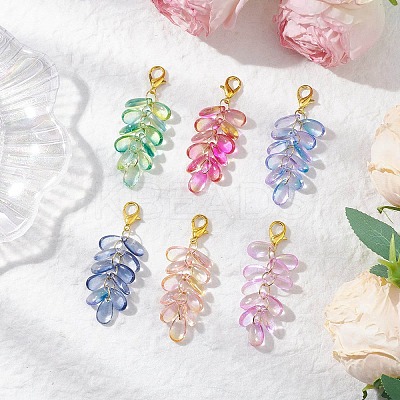 Teardrop Glass Pendant Decorations HJEW-JM03256-1