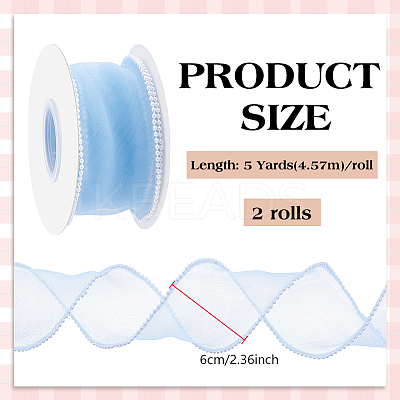 5 Yards Organza Plastic Ribbon with Plastic Pearl Edged OCOR-WH0101-185C-1